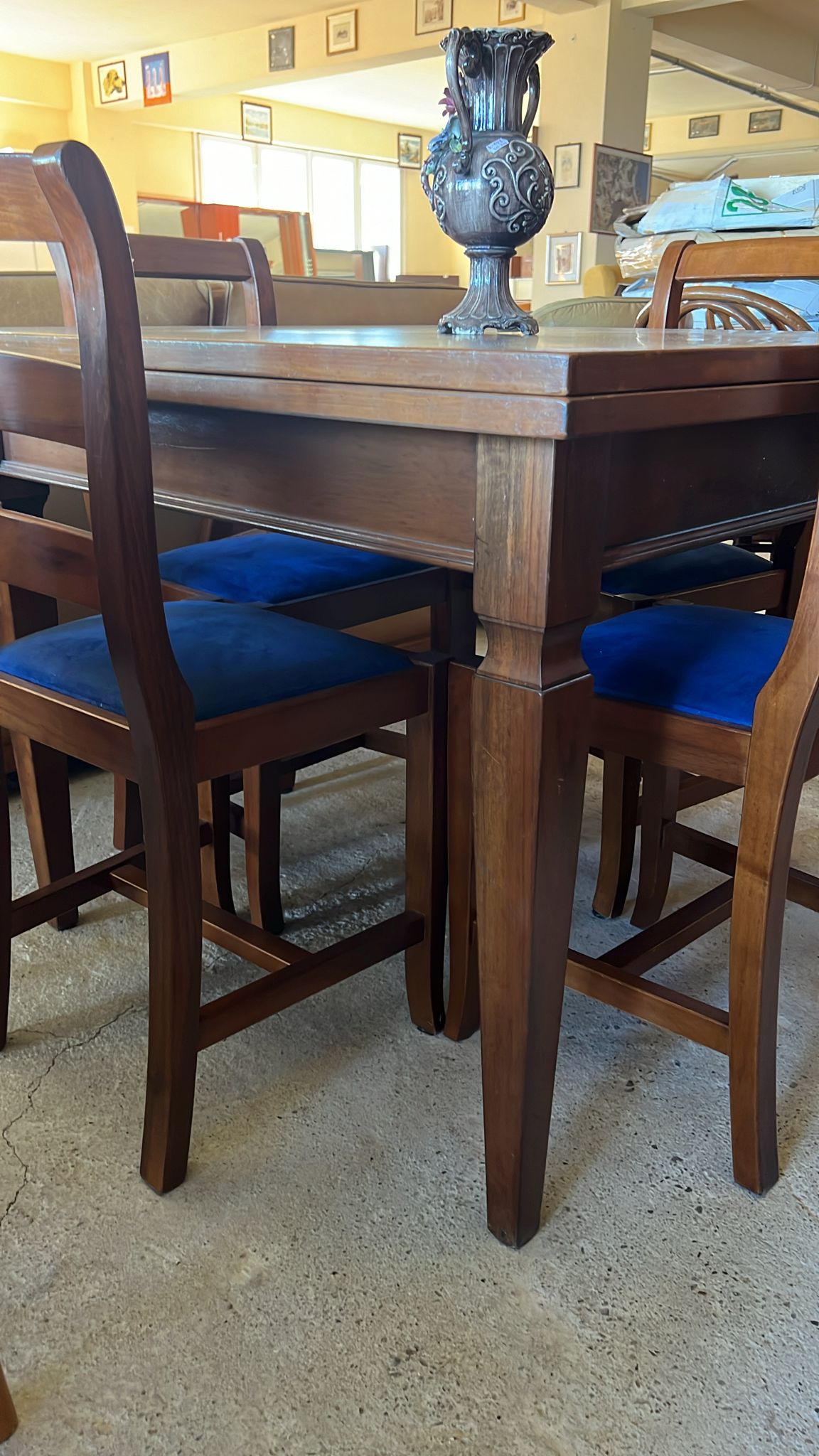 Set masă extensibilă din lemn cu scaune tapitate sh de calitate italiană R-382 - imagine 4