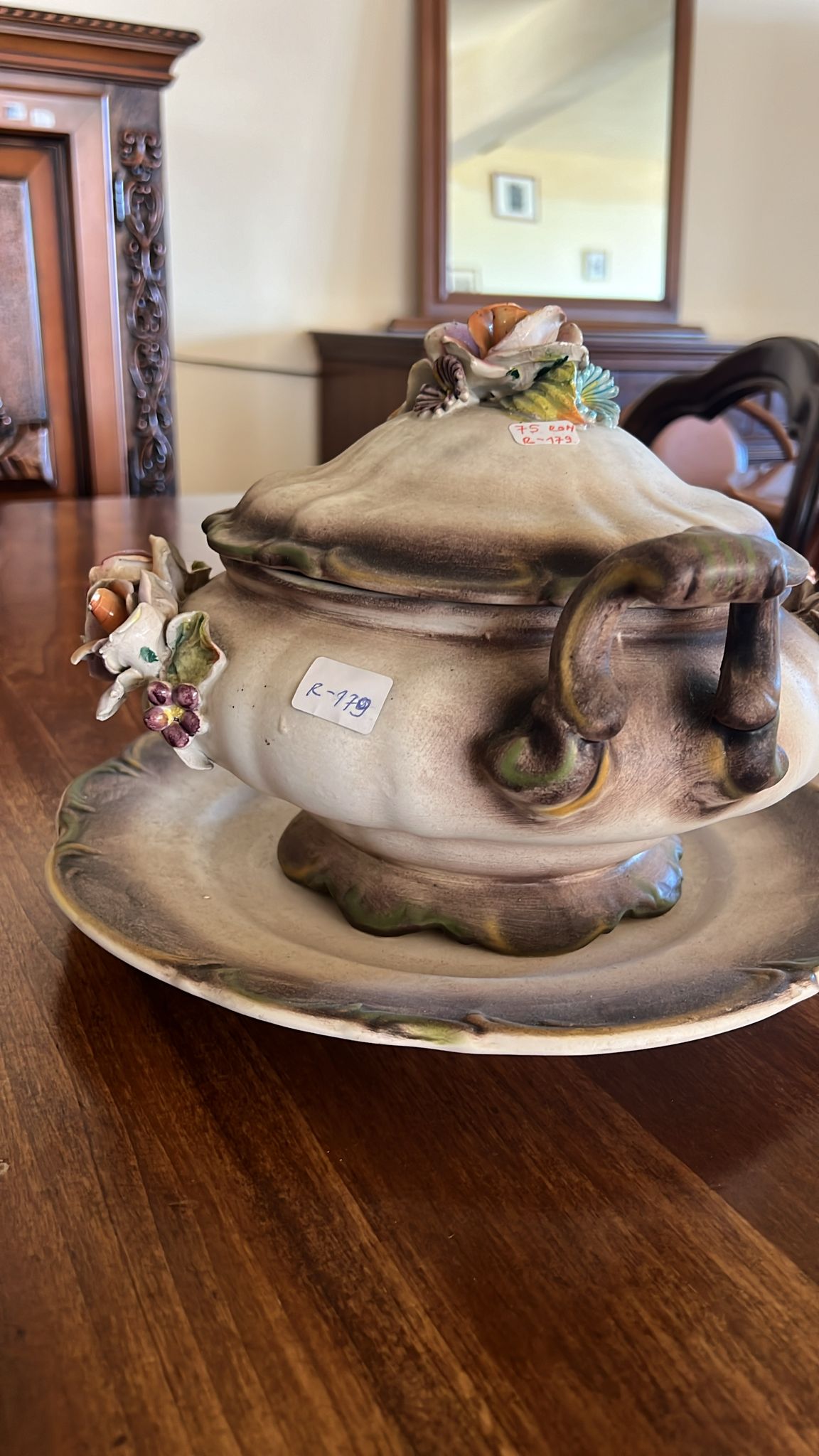 Supieră decorativă vintage cu flori R-179 - imagine 2