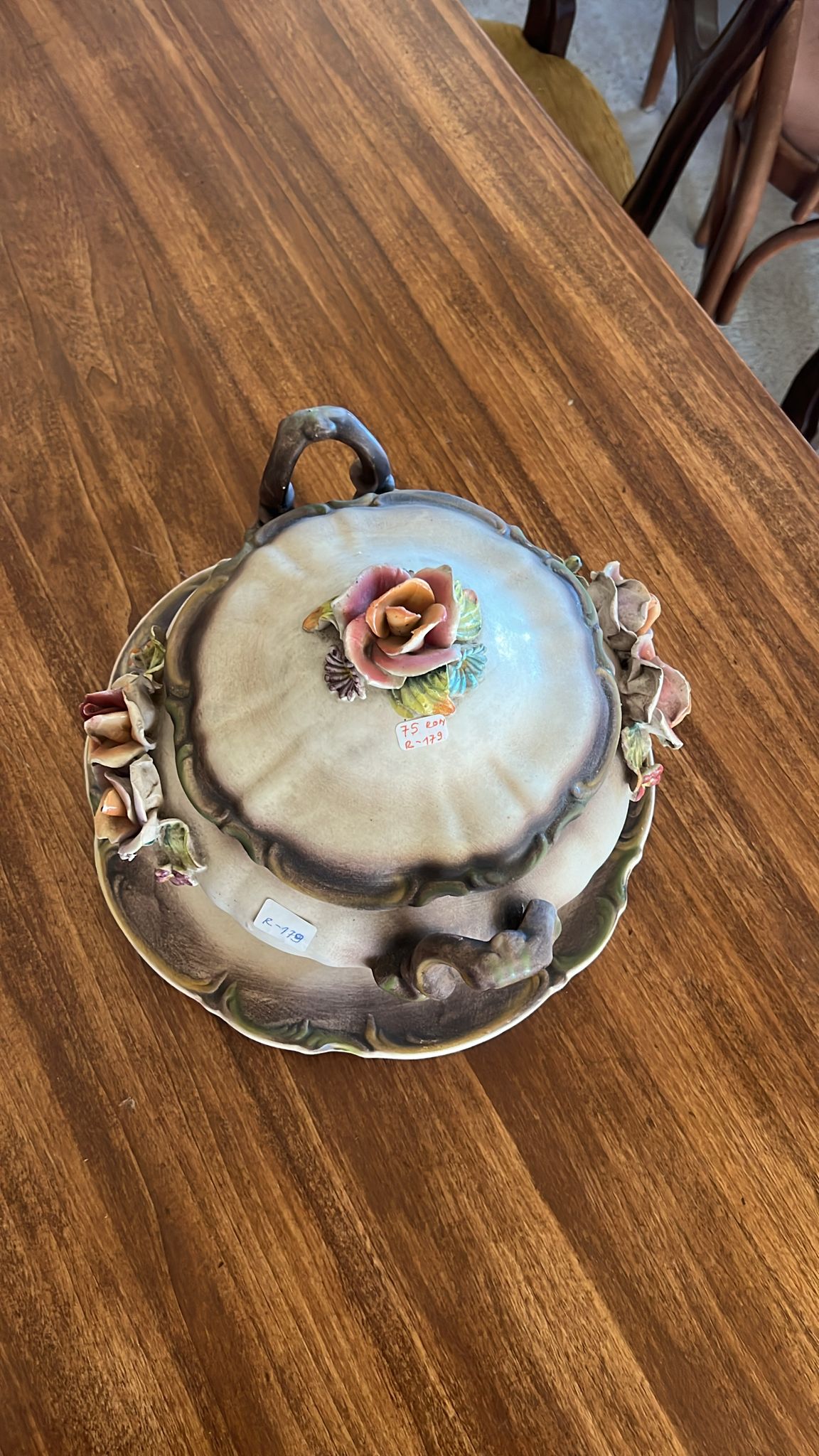 Supieră decorativă vintage cu flori R-179 - imagine 3