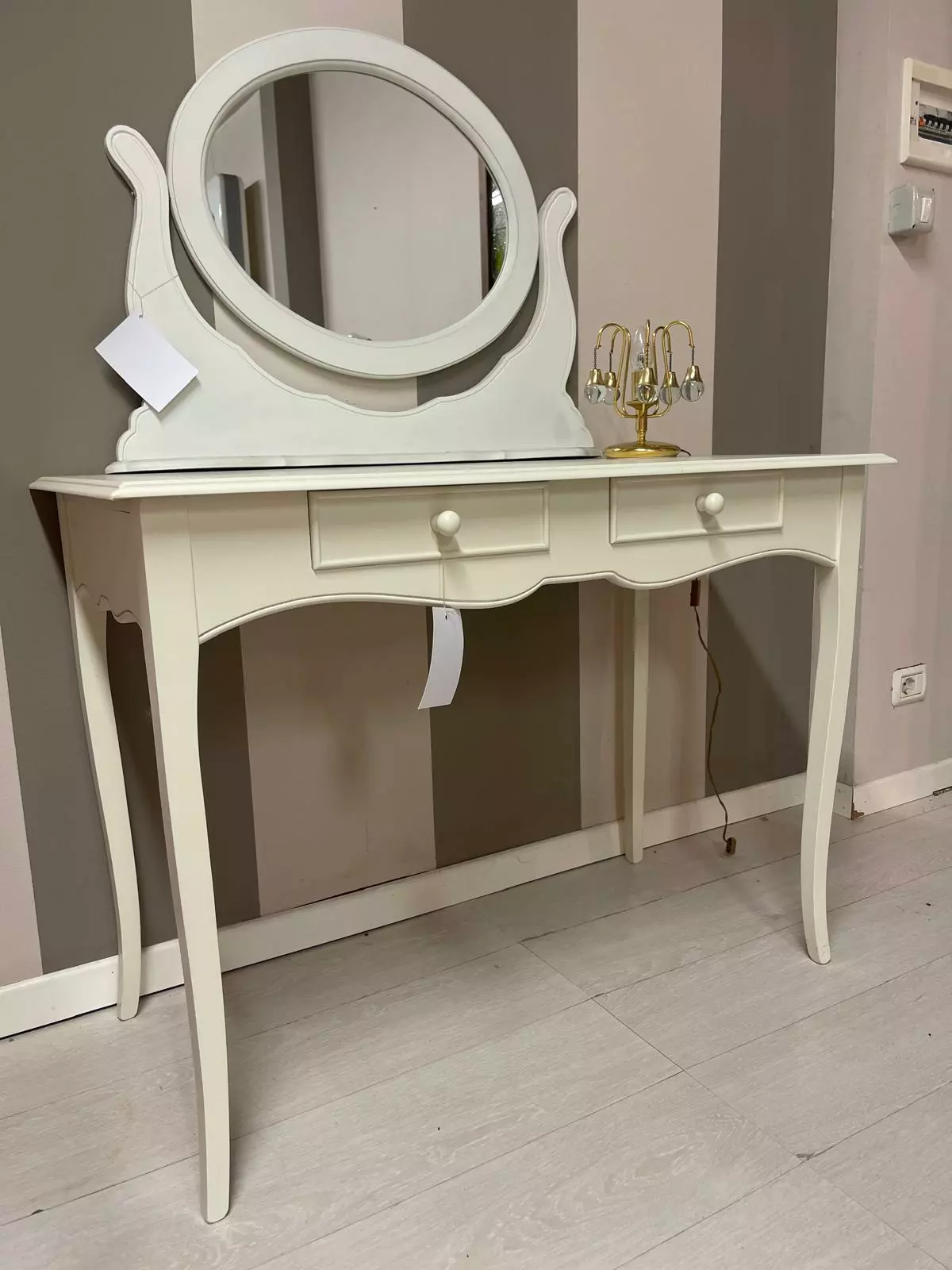 Birou din lemn lăcuit alb nou made in italy R-893