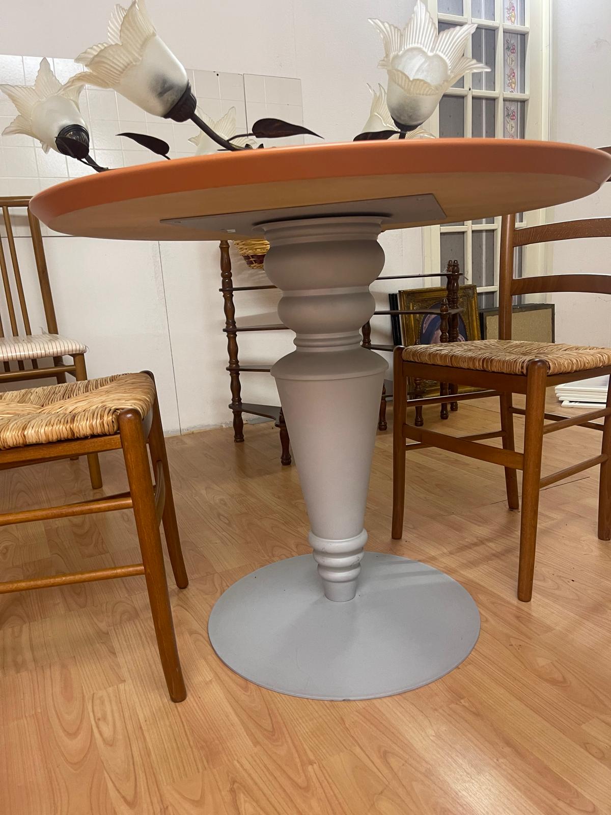 Masa rotunda Noua din lemn masiv cu picior de metal made in italy R-1004 - imagine 2