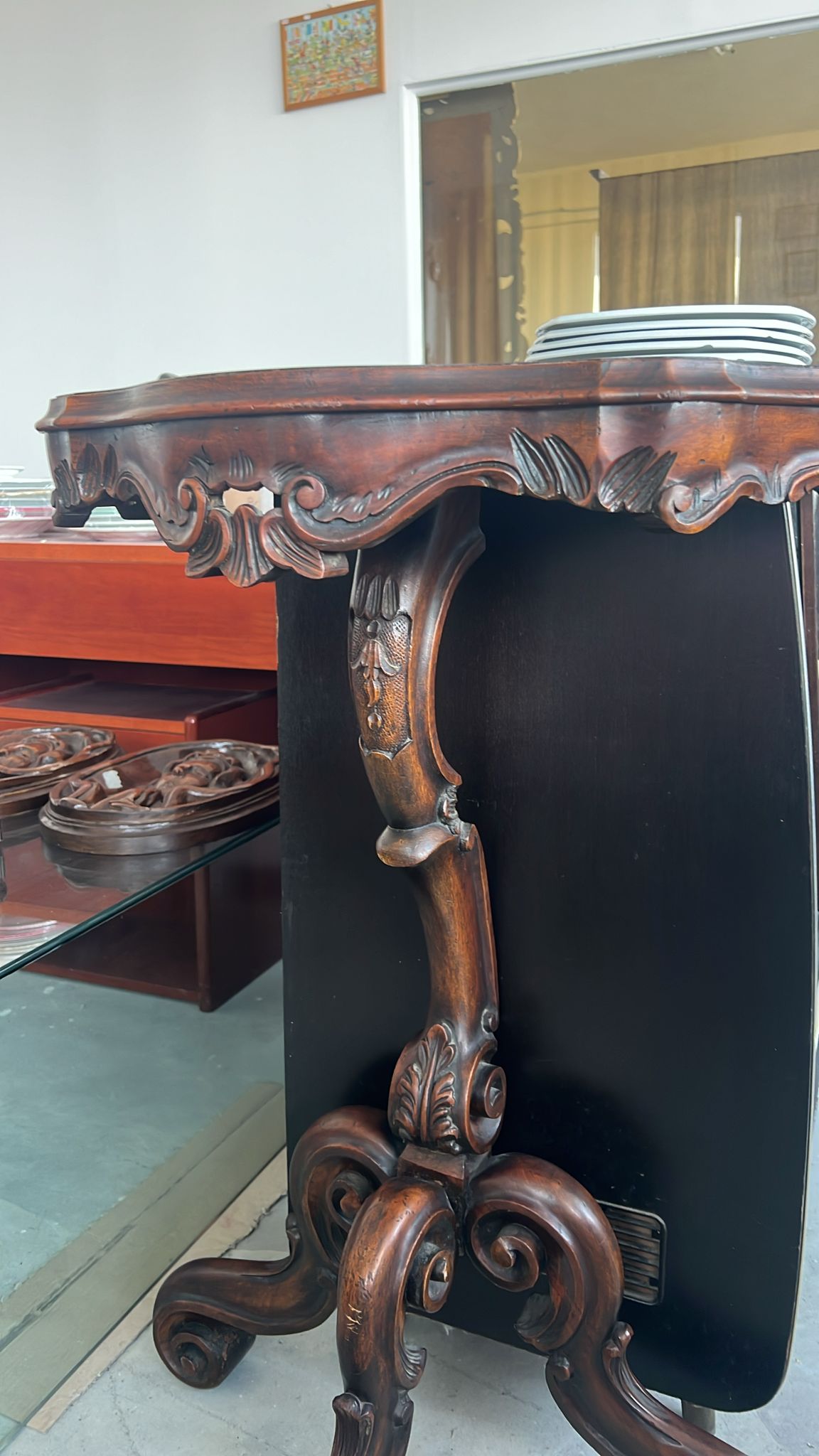 Masă consolă vintage sculptată sh de calitate italiană S 3196 - imagine 3