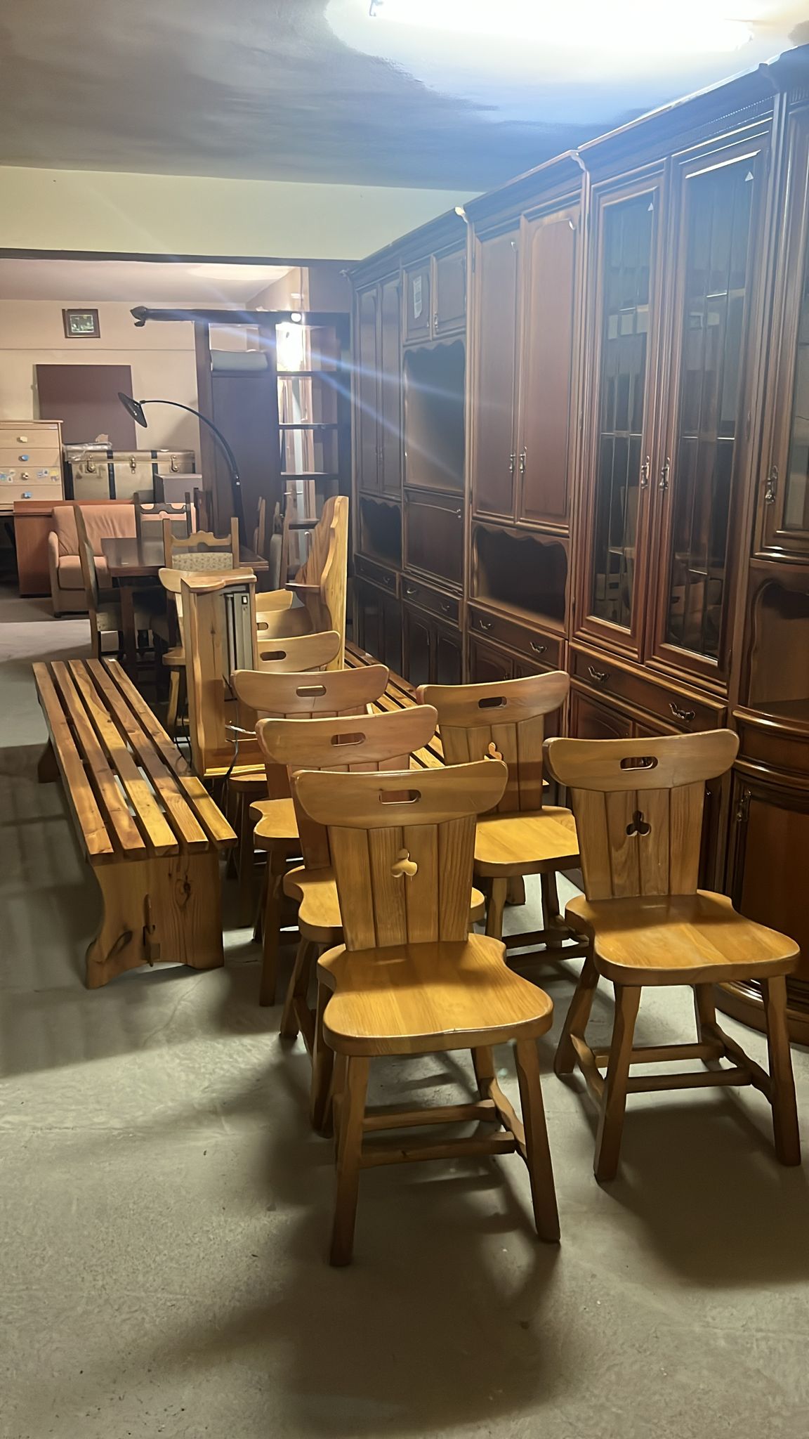 Set banci și scaune stil rustic din lemn masiv S 3750 sh de calitate italiana
