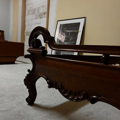 Pat matrimonial sculptat din lemn masiv sh de calitate italiana S 3712 - imagine 2