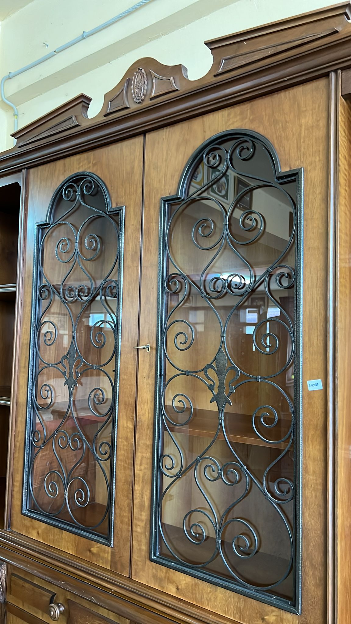 Cristalieră vintage din lemn cu vitrine metalice sh de calitate italiană S 4472 - imagine 3